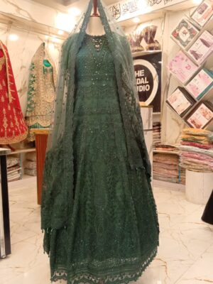 deep green Anarkali Suit with Dupatta